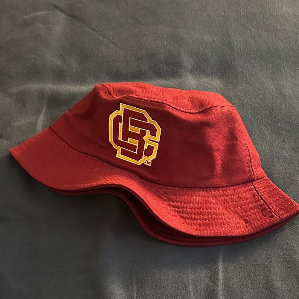 Red Bucket Hat with Embroidered Logo